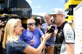 Nico Hulkenberg (GER) Sahara Force India F1 with the media. 21.07.2016. Formula 1 World Championship, Rd 11, Hungarian Grand Prix, Budapest, Hungary, Preparation Day.