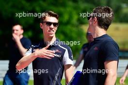 Daniil Kvyat (RUS) Scuderia Toro Rosso walks the circuit with the team. 21.07.2016. Formula 1 World Championship, Rd 11, Hungarian Grand Prix, Budapest, Hungary, Preparation Day.