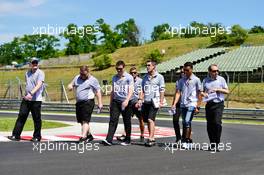 Pascal Wehrlein (GER) Manor Racing walks the circuit with the team. 21.07.2016. Formula 1 World Championship, Rd 11, Hungarian Grand Prix, Budapest, Hungary, Preparation Day.