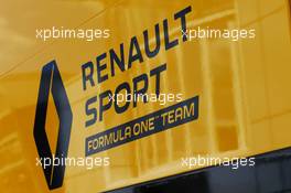 Renault Sport F1 Team logo. 21.07.2016. Formula 1 World Championship, Rd 11, Hungarian Grand Prix, Budapest, Hungary, Preparation Day.