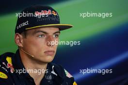 Max Verstappen (NLD) Red Bull Racing in the FIA Press Conference. 21.07.2016. Formula 1 World Championship, Rd 11, Hungarian Grand Prix, Budapest, Hungary, Preparation Day.