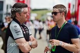 (L to R): Andy Stevenson (GBR) Sahara Force India F1 Team Manager with Paul di Resta (GBR) Williams Reserve Driver. 21.07.2016. Formula 1 World Championship, Rd 11, Hungarian Grand Prix, Budapest, Hungary, Preparation Day.