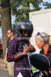 Lewis Hamilton (GBR) Mercedes AMG F1 arrives at the circuit. 02.09.2016. Formula 1 World Championship, Rd 14, Italian Grand Prix, Monza, Italy, Practice Day.