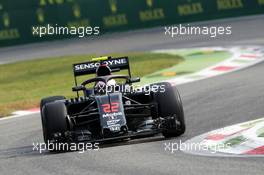 Jenson Button (GBR) McLaren MP4-31 with the Halo cockpit cover. 02.09.2016. Formula 1 World Championship, Rd 14, Italian Grand Prix, Monza, Italy, Practice Day.