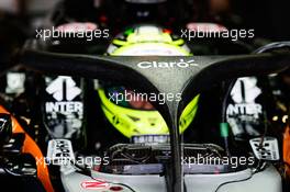 Sergio Perez (MEX) Sahara Force India F1 VJM09 with the Halo cockpit cover. 02.09.2016. Formula 1 World Championship, Rd 14, Italian Grand Prix, Monza, Italy, Practice Day.