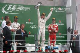 The podium (L to R): Lewis Hamilton (GBR) Mercedes AMG F1, second; Nico Rosberg (GER) Mercedes AMG F1, race winner; Sebastian Vettel (GER) Ferrari, third. 04.09.2016. Formula 1 World Championship, Rd 14, Italian Grand Prix, Monza, Italy, Race Day.