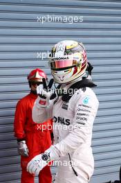 Lewis Hamilton (GBR) Mercedes AMG F1 celebrates his pole position in parc ferme. 03.09.2016. Formula 1 World Championship, Rd 14, Italian Grand Prix, Monza, Italy, Qualifying Day.