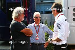 (L to R): Flavio Briatore (ITA) with Piero Ferrari (ITA) Ferrari Vice-President and Toto Wolff (GER) Mercedes AMG F1 Shareholder and Executive Director. 03.09.2016. Formula 1 World Championship, Rd 14, Italian Grand Prix, Monza, Italy, Qualifying Day.