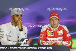 Lewis Hamilton (GBR), Mercedes AMG F1 Team and Sebastian Vettel (GER), Scuderia Ferrari  03.09.2016. Formula 1 World Championship, Rd 14, Italian Grand Prix, Monza, Italy, Qualifying Day.