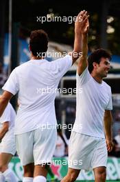 (L to R): Daniel Ricciardo (AUS) Red Bull Racing and Sergio Perez (MEX) Sahara Force India F1 at the charity 5-a-side football match. 01.09.2016. Formula 1 World Championship, Rd 14, Italian Grand Prix, Monza, Italy, Preparation Day.