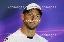 Jenson Button (GBR) McLaren in the FIA Press Conference. 01.09.2016. Formula 1 World Championship, Rd 14, Italian Grand Prix, Monza, Italy, Preparation Day.