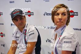 (L to R): Felipe Massa (BRA) Williams and Claire Williams (GBR) Williams Deputy Team Principal. Felipe announces his retirement from F1 at the end of the season. 01.09.2016. Formula 1 World Championship, Rd 14, Italian Grand Prix, Monza, Italy, Preparation Day.