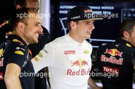 Max Verstappen (NLD) Red Bull Racing with Gianpiero Lambiase (ITA) Red Bull Racing Engineer. 01.09.2016. Formula 1 World Championship, Rd 14, Italian Grand Prix, Monza, Italy, Preparation Day.