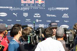 Max Verstappen (NLD) Red Bull Racing with the media. 01.09.2016. Formula 1 World Championship, Rd 14, Italian Grand Prix, Monza, Italy, Preparation Day.