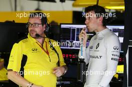 (L to R): Julien Simon-Chautemps (FRA) Renault Sport F1 Team Race Engineer with Jolyon Palmer (GBR) Renault Sport F1 Team. 07.10.2016. Formula 1 World Championship, Rd 17, Japanese Grand Prix, Suzuka, Japan, Practice Day.