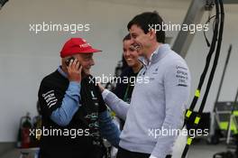 (L to R): Niki Lauda (AUT) Mercedes Non-Executive Chairman with Toto Wolff (GER) Mercedes AMG F1 Shareholder and Executive Director. 09.10.2016. Formula 1 World Championship, Rd 17, Japanese Grand Prix, Suzuka, Japan, Race Day.