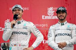 The podium (L to R): Race winner Nico Rosberg (GER) Mercedes AMG F1 with third placed team mate Lewis Hamilton (GBR) Mercedes AMG F1. 09.10.2016. Formula 1 World Championship, Rd 17, Japanese Grand Prix, Suzuka, Japan, Race Day.