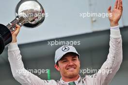 Race winner Nico Rosberg (GER) Mercedes AMG F1 celebrates on the podium. 09.10.2016. Formula 1 World Championship, Rd 17, Japanese Grand Prix, Suzuka, Japan, Race Day.