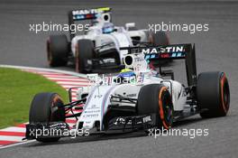 Felipe Massa (BRA) Williams FW38 leads team mate Valtteri Bottas (FIN) Williams FW38. 09.10.2016. Formula 1 World Championship, Rd 17, Japanese Grand Prix, Suzuka, Japan, Race Day.