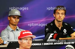 (L to R): Pascal Wehrlein (GER) Manor Racing and Jolyon Palmer (GBR) Renault Sport F1 Team in the FIA Press Conference. 06.10.2016. Formula 1 World Championship, Rd 17, Japanese Grand Prix, Suzuka, Japan, Preparation Day.