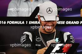 Lewis Hamilton (GBR) Mercedes AMG F1 in the FIA Press Conference. 06.10.2016. Formula 1 World Championship, Rd 17, Japanese Grand Prix, Suzuka, Japan, Preparation Day.