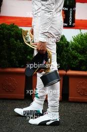 Race winner Lewis Hamilton (GBR) Mercedes AMG F1 at the podium. 29.05.2015. Formula 1 World Championship, Rd 6, Monaco Grand Prix, Monte Carlo, Monaco, Race Day.