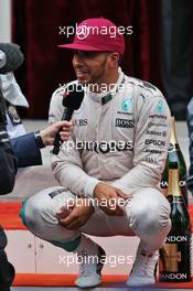 Lewis Hamilton (GBR) Mercedes AMG F1 on the podium. 29.05.2015. Formula 1 World Championship, Rd 6, Monaco Grand Prix, Monte Carlo, Monaco, Race Day.