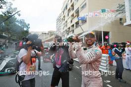 Race winner Lewis Hamilton (GBR) Mercedes AMG F1 celebrates at the podium. 29.05.2015. Formula 1 World Championship, Rd 6, Monaco Grand Prix, Monte Carlo, Monaco, Race Day.