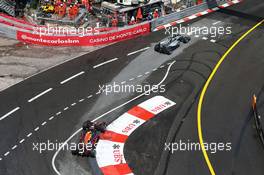 Lewis Hamilton (GBR) Mercedes AMG F1 W07 Hybrid leads Daniel Ricciardo (AUS) Red Bull Racing RB12. 29.05.2015. Formula 1 World Championship, Rd 6, Monaco Grand Prix, Monte Carlo, Monaco, Race Day.