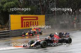 Daniil Kvyat (RUS) Scuderia Toro Rosso STR11 and Max Verstappen (NLD) Red Bull Racing RB12. 29.05.2015. Formula 1 World Championship, Rd 6, Monaco Grand Prix, Monte Carlo, Monaco, Race Day.