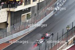 Carlos Sainz Jr (ESP) Scuderia Toro Rosso STR11 leads Sergio Perez (MEX) Sahara Force India F1 VJM09. 29.05.2015. Formula 1 World Championship, Rd 6, Monaco Grand Prix, Monte Carlo, Monaco, Race Day.