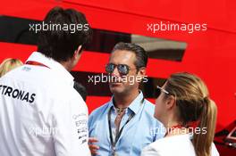 (L to R): Toto Wolff (GER) Mercedes AMG F1 Shareholder and Executive Director with Carlos Slim Domit (MEX) Chairman of America Movil and Susie Wolff (GBR) Channel 4 Expert Analyst. 28.05.2016. Formula 1 World Championship, Rd 6, Monaco Grand Prix, Monte Carlo, Monaco, Qualifying Day.