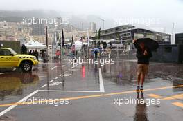 A wet and rainy paddock. 29.05.2015. Formula 1 World Championship, Rd 6, Monaco Grand Prix, Monte Carlo, Monaco, Race Day.