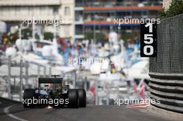 Nico Rosberg (GER) Mercedes AMG F1 W07 Hybrid sends sparks flying. 26.05.2016. Formula 1 World Championship, Rd 6, Monaco Grand Prix, Monte Carlo, Monaco, Practice Day.