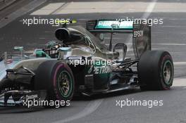 Nico Rosberg (GER) Mercedes AMG F1 W07 Hybrid with a punctured rear wheel. 26.05.2016. Formula 1 World Championship, Rd 6, Monaco Grand Prix, Monte Carlo, Monaco, Practice Day.