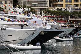 Boats in the scenic Monaco Harbour. 26.05.2016. Formula 1 World Championship, Rd 6, Monaco Grand Prix, Monte Carlo, Monaco, Practice Day.