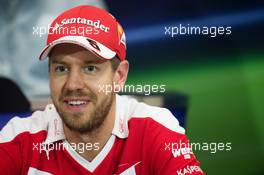 Sebastian Vettel (GER) Ferrari in the FIA Press Conference. 25.05.2016. Formula 1 World Championship, Rd 6, Monaco Grand Prix, Monte Carlo, Monaco, Preparation Day.