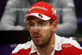 Sebastian Vettel (GER) Ferrari in the FIA Press Conference. 25.05.2016. Formula 1 World Championship, Rd 6, Monaco Grand Prix, Monte Carlo, Monaco, Preparation Day.