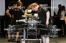 Mercedes AMG F1 W07 Hybrid being built in the pit garages. 25.05.2016. Formula 1 World Championship, Rd 6, Monaco Grand Prix, Monte Carlo, Monaco, Preparation Day.