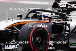 Sergio Perez (MEX) Sahara Force India F1 VJM09 with the Halo cockpit cover. 28.10.2016. Formula 1 World Championship, Rd 19, Mexican Grand Prix, Mexico City, Mexico, Practice Day.