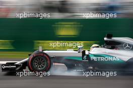 Lewis Hamilton (GBR) Mercedes AMG F1 W07 Hybrid locks up under braking. 28.10.2016. Formula 1 World Championship, Rd 19, Mexican Grand Prix, Mexico City, Mexico, Practice Day.