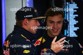 (L to R): Max Verstappen (NLD) Red Bull Racing with Pierre Gasly (FRA) Red Bull Racing Third Driver. 28.10.2016. Formula 1 World Championship, Rd 19, Mexican Grand Prix, Mexico City, Mexico, Practice Day.