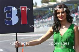 Grid girl. 30.10.2016. Formula 1 World Championship, Rd 19, Mexican Grand Prix, Mexico City, Mexico, Race Day.