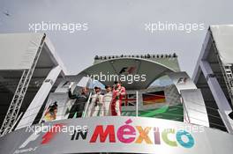 The podium (L to R): Lewis Hamilton (GBR) Mercedes AMG F1; Nico Rosberg (GER) Mercedes AMG F1; Sebastian Vettel (GER) Ferrari. 30.10.2016. Formula 1 World Championship, Rd 19, Mexican Grand Prix, Mexico City, Mexico, Race Day.