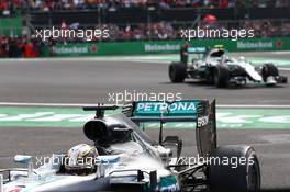 Lewis Hamilton (GBR) Mercedes AMG F1 W07  and Nico Rosberg (GER) Mercedes AMG Petronas F1 W07. 30.10.2016. Formula 1 World Championship, Rd 19, Mexican Grand Prix, Mexico City, Mexico, Race Day.