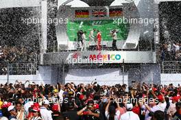 1st place Lewis Hamilton (GBR) Mercedes AMG F1 W07 , 2nd Nico Rosberg (GER) Mercedes AMG Petronas F1 W07 and 3rd Sebastian Vettel (GER) Scuderia Ferrari SF16-H. 30.10.2016. Formula 1 World Championship, Rd 19, Mexican Grand Prix, Mexico City, Mexico, Race Day.