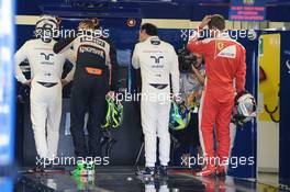 (L to R): Valtteri Bottas (FIN) Williams; Nico Hulkenberg (GER) Sahara Force India F1; Felipe Massa (BRA) Williams; and Sebastian Vettel (GER) Ferrari in qualifying parc ferme. 29.10.2016. Formula 1 World Championship, Rd 19, Mexican Grand Prix, Mexico City, Mexico, Qualifying Day.