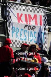 A banner for Kimi Raikkonen (FIN) Ferrari. 29.10.2016. Formula 1 World Championship, Rd 19, Mexican Grand Prix, Mexico City, Mexico, Qualifying Day.
