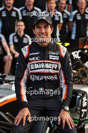 Sergio Perez (MEX) Sahara Force India F1 at a team photograph. 29.10.2016. Formula 1 World Championship, Rd 19, Mexican Grand Prix, Mexico City, Mexico, Qualifying Day.