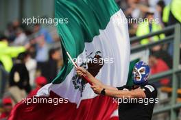 A masked fan with a Mexican flag. 29.10.2016. Formula 1 World Championship, Rd 19, Mexican Grand Prix, Mexico City, Mexico, Qualifying Day.